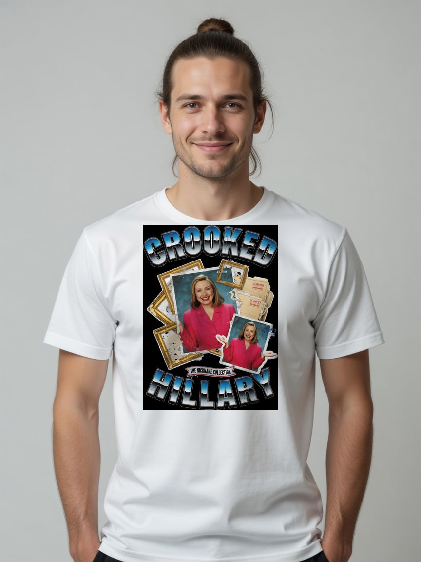 A real person wearing the Crooked Hillary t-shirt
